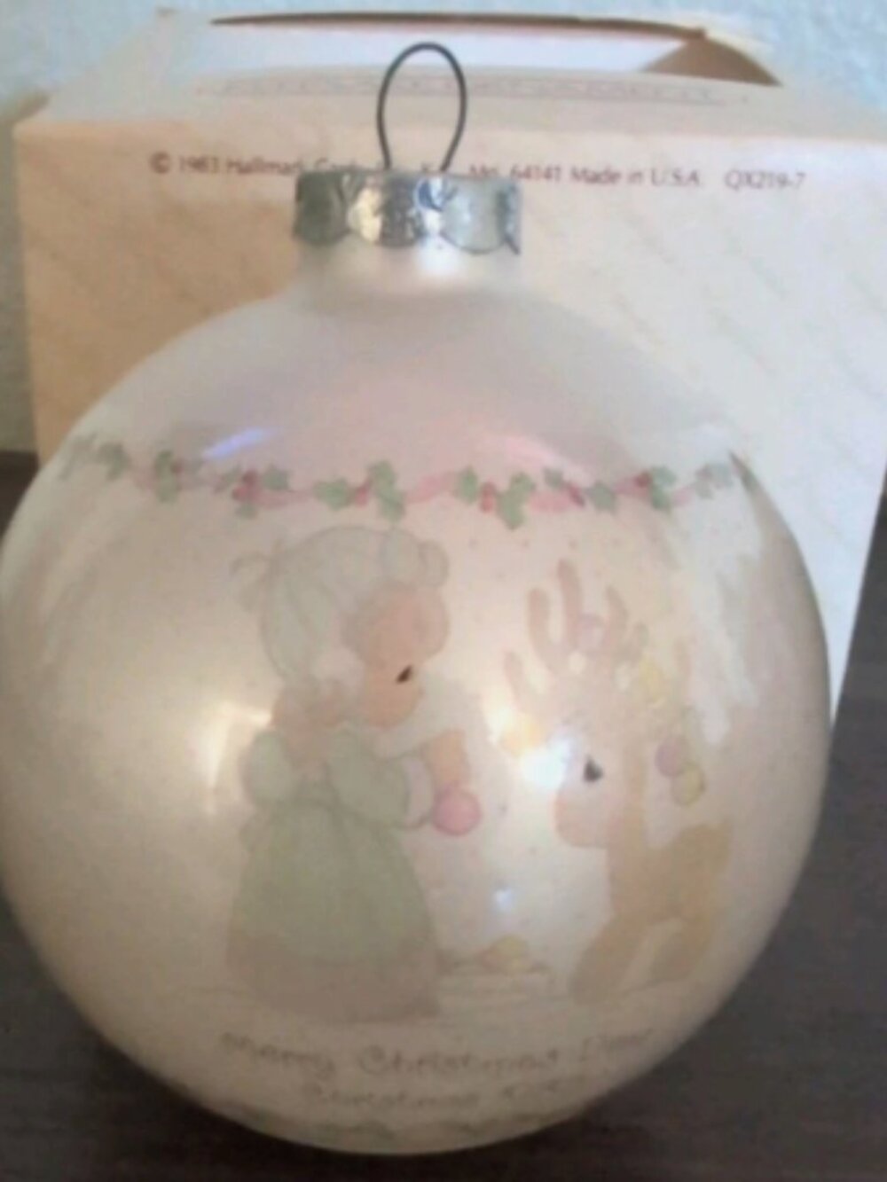Precious Moments Glass Ball Collector Ornament Wishing You a Merry Christmas1988